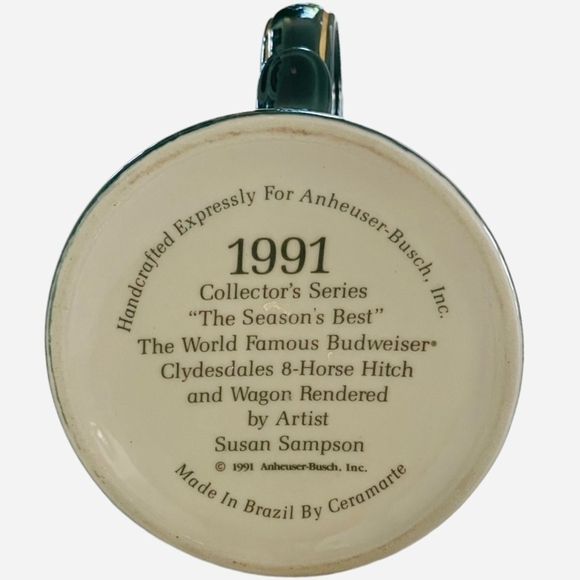 Vintage BUDWEISER The Seasons Best Holiday Beer Stein Beer Mug by Susan Sampson - Picture 5 of 6